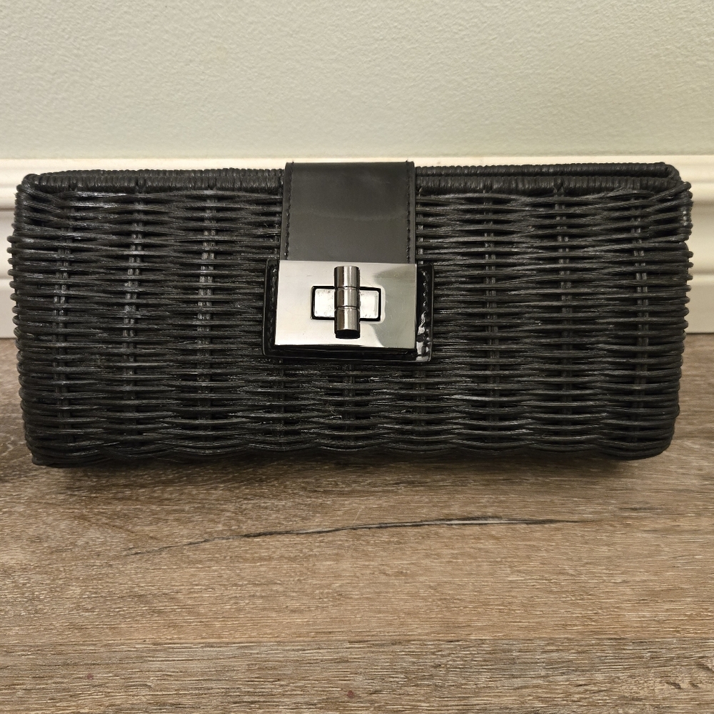 J Crew Havana Wicker Clutch Purse